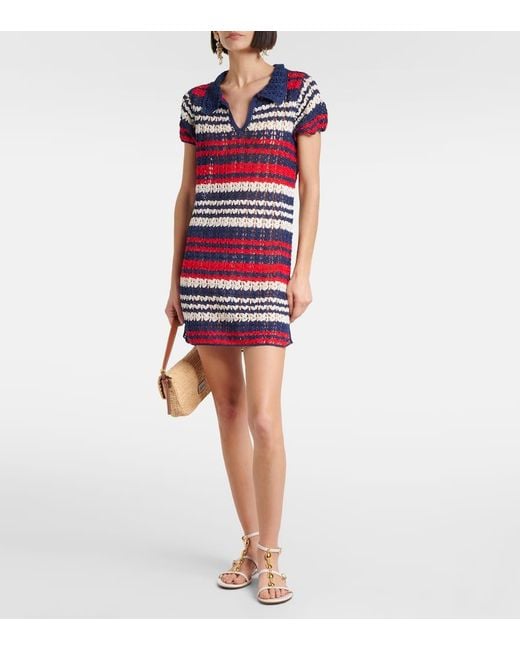 Anna Kosturova Red Crochet Cotton Polo Dress