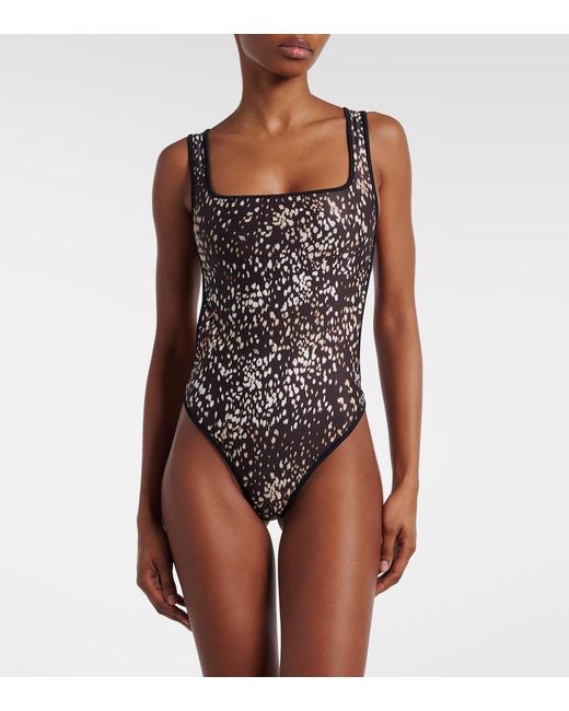 The Attico Brown Leopard-Print Swimsuit