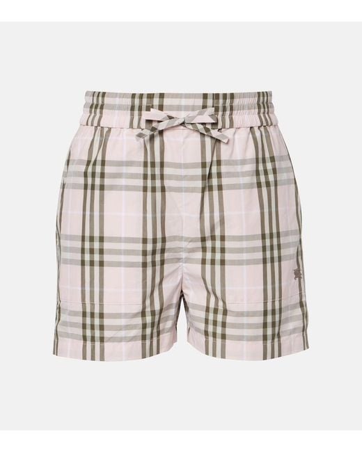 Burberry Natural Check Cotton Shorts