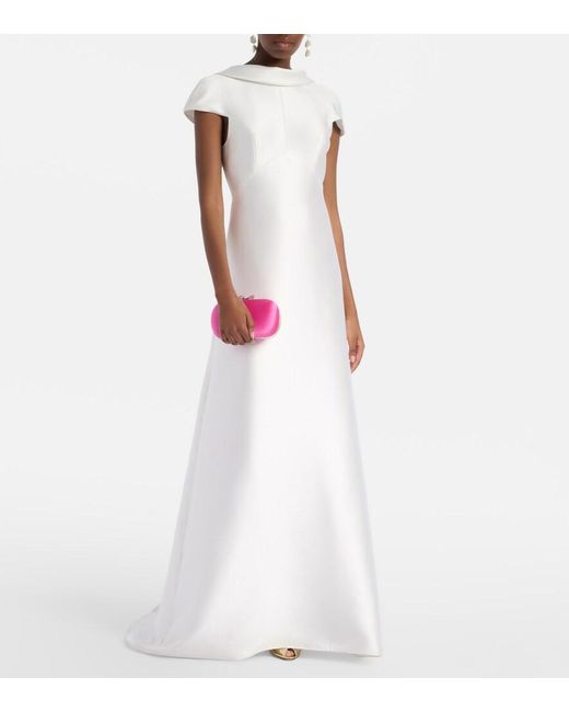 Self-Portrait Pink Bow Embellished Satin Clutch