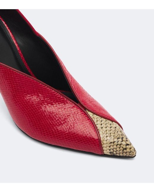 Isabel Marant Red Luza Suede-Trimmed Snake-Effect Leather Pumps