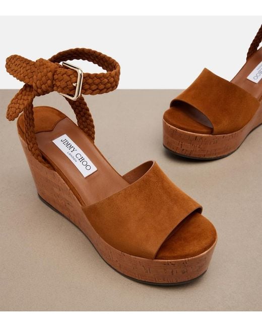 Jimmy Choo Brown Jori Suede Platform Sandals