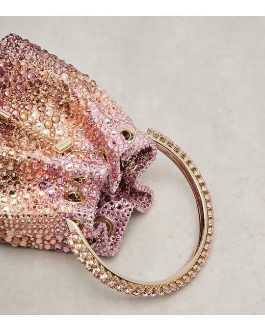 Jimmy Choo Pink Bon Bon Micro Embellished Bucket Bag