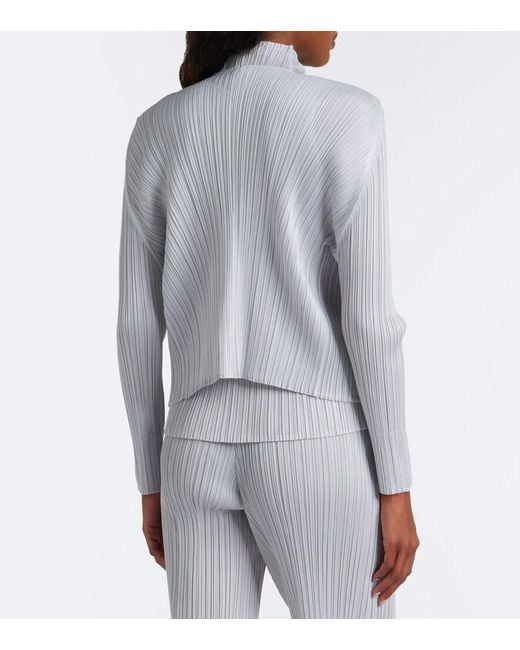 Pleats Please Issey Miyake Gray Basics Pleated Cardigan