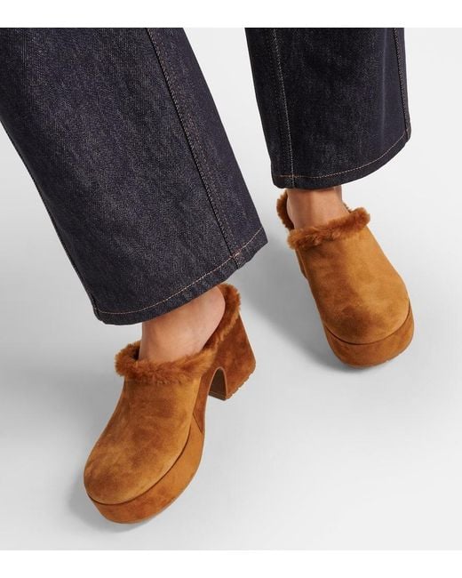 Gianvito Rossi Brown Lyss 55 Suede Platform Clogs
