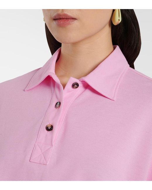 Bottega Veneta Pink Cropped Cotton Polo Shirt