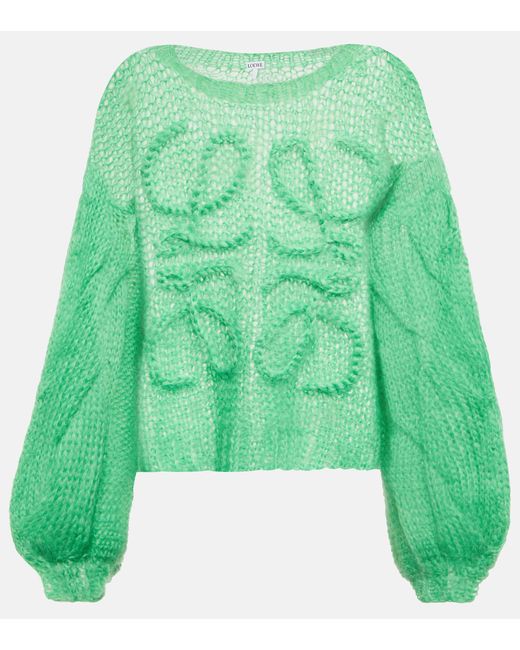 Loewe Green Anagram Mohair-blend Sweater