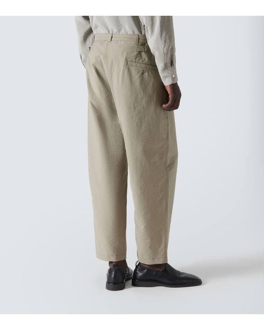 Pantaloni tapered in misto cotone di Lemaire in Natural da Uomo