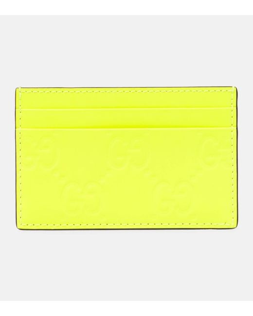 Gucci Yellow GG Leather Card Case