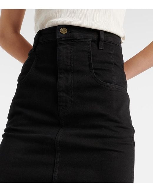 FRAME Black Midirock The High Waisted Seamed Aus Denim