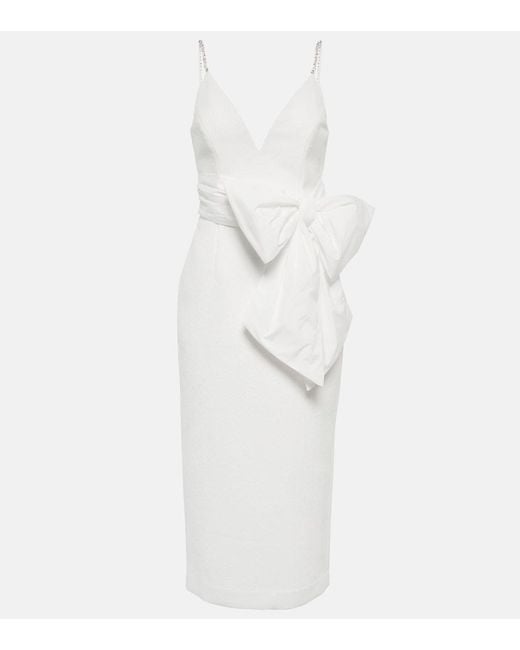 Rebecca Vallance White Bridal Genevieve Bow-trimmed Crepe Midi Dress
