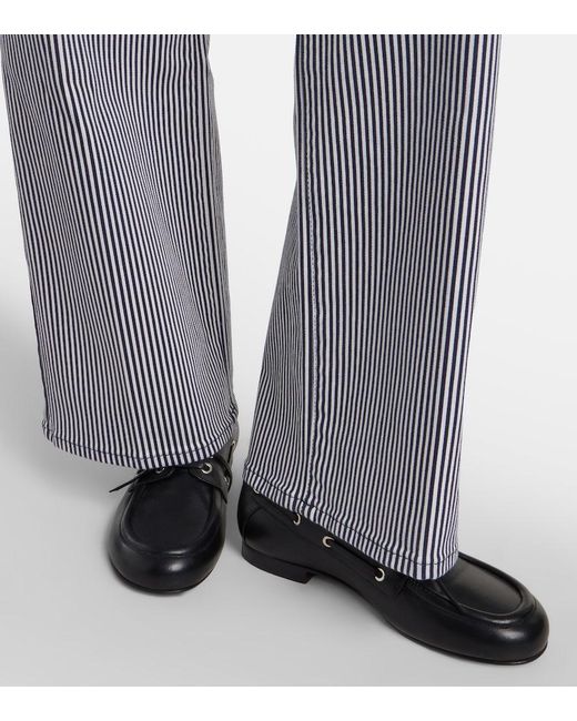 FRAME Gray Le Slim Palazzo Striped Wide-Leg Pants