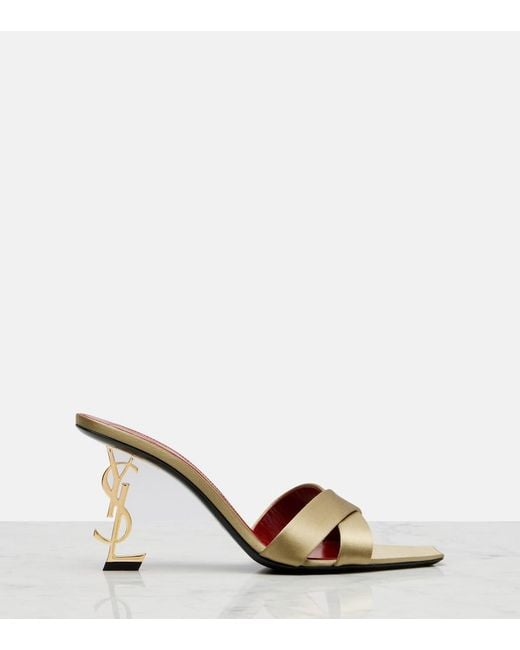Saint Laurent Pink Opyum Crepe Satin Mules