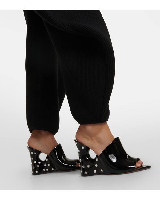 Alaïa Black Wedge-Pantoletten La Sculpture Aus Lackleder