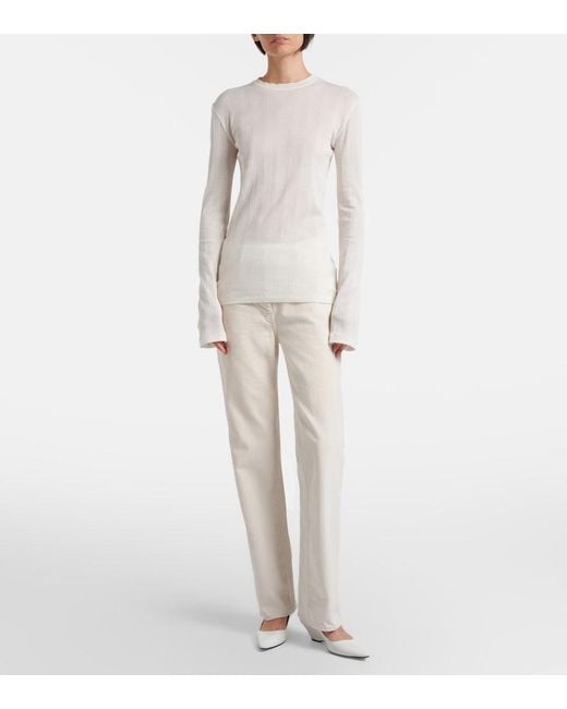 The Row White Dantea Cotton Jersey Top