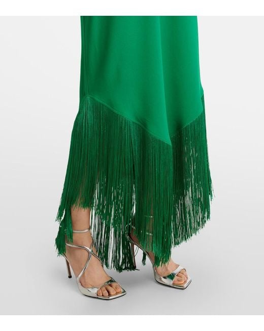 ‎Taller Marmo Green Nina Fringed Crepe Cady Maxi Dress