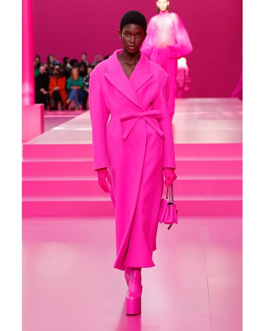 pink wool blend coat