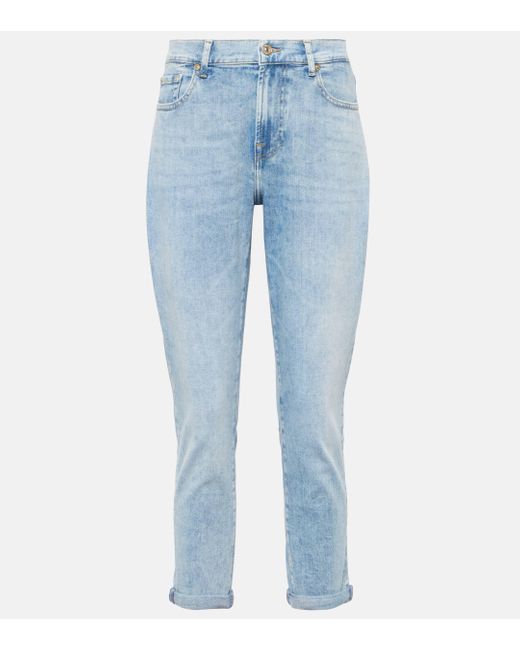 7 For All Mankind Blue Josefina Mid-rise Slim Jeans