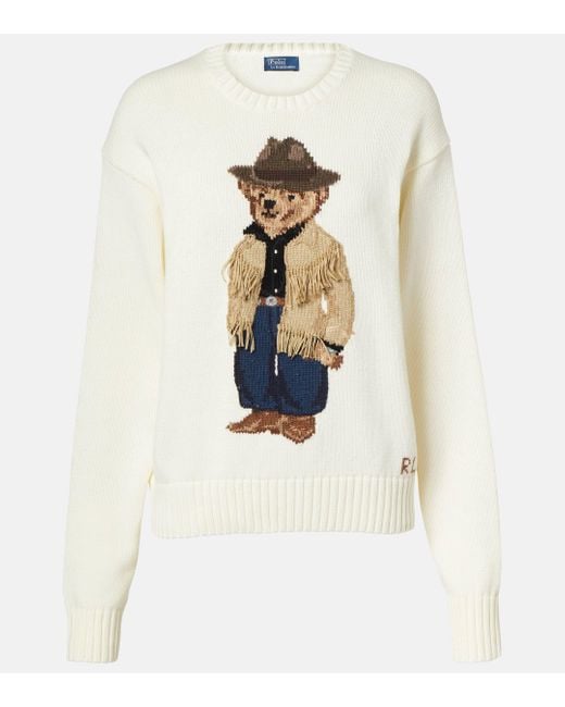 Polo Ralph Lauren White Polo Bear Cotton Sweater