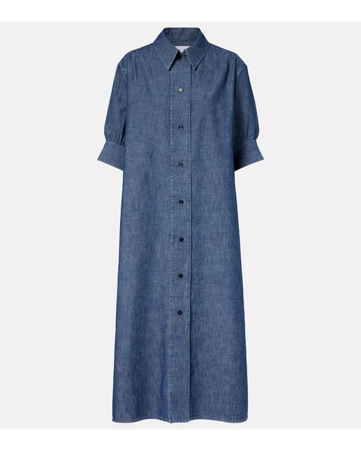 Jil Sander Blue Cotton Chambray Shirt Dress