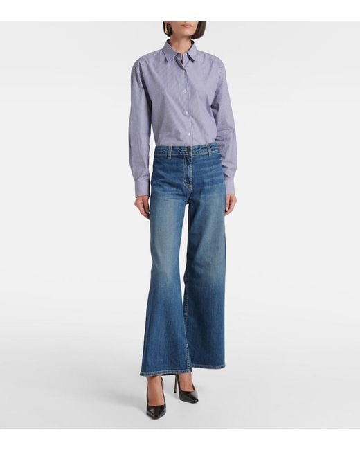 Nili Lotan Blue Megan Mid-Rise Wide-Leg Jeans