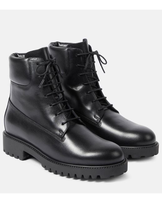 Totême  Black The Husky Leather Combat Boots