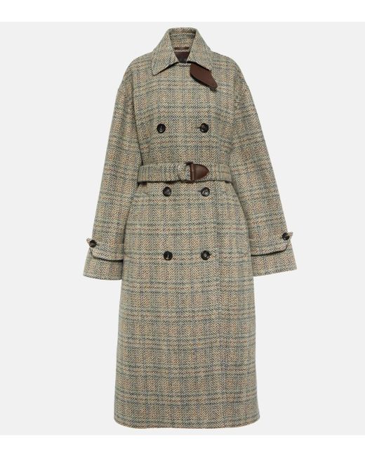 Loro Piana Gray Herringbone Wool And Cashmere-blend Coat