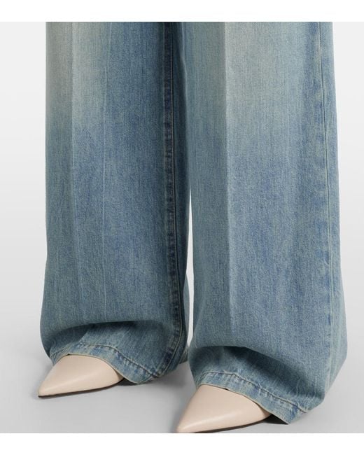 Jeans A Gamba Larga Low Slung di Brunello Cucinelli in Blue