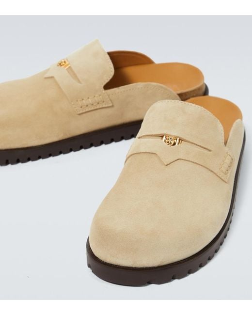 Versace White Medusa Suede Clogs for men