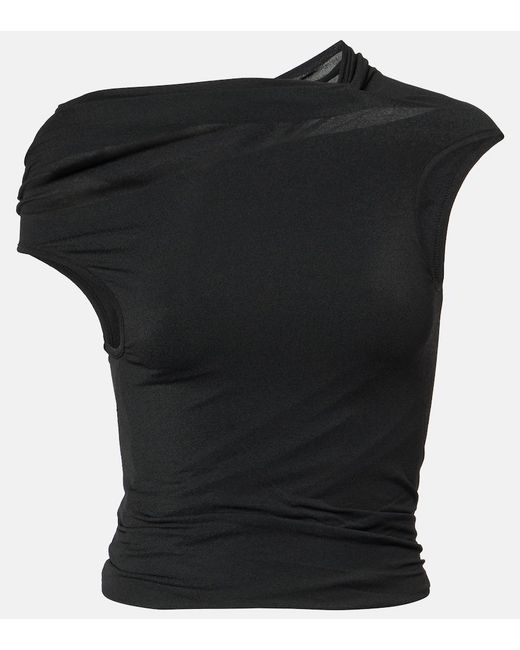 Rick Owens Black Draped Jersey Minidress