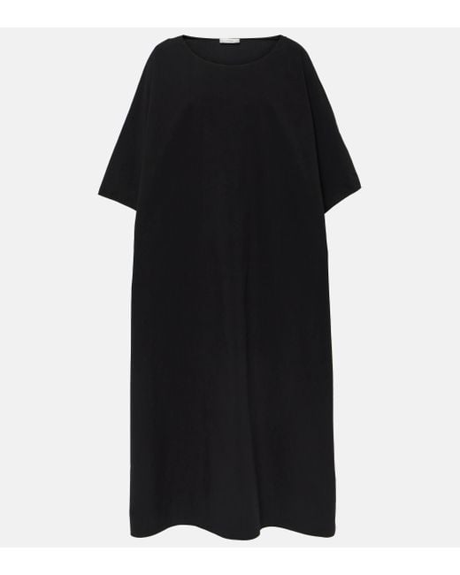 The Row Black Isora Cotton Poplin Midi Dress