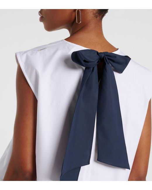 Max Mara White Brava Peplum Cotton Poplin Top