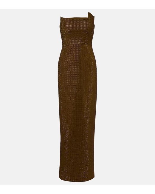Roland Mouret Brown Embellished Strapless Gown