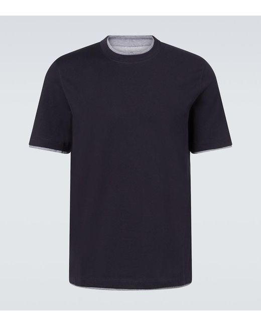 Brunello Cucinelli Blue Cotton Jersey T-Shirt for men