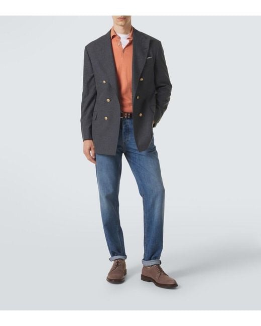 Brunello Cucinelli Brown Suede Derby Shoes for men