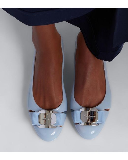 Ferragamo Blue Nara Ballet Flats