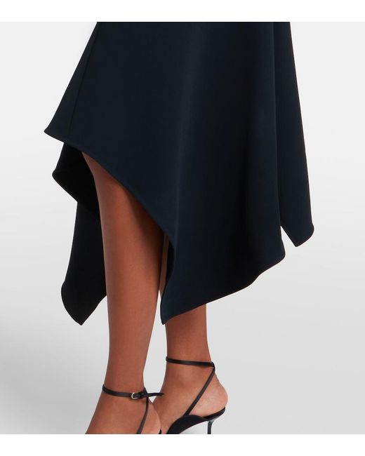 Victoria Beckham Black Asymmetric Draped Cady Midi Dress