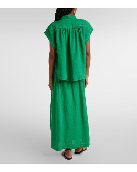 Velvet Green Elowen Linen Top