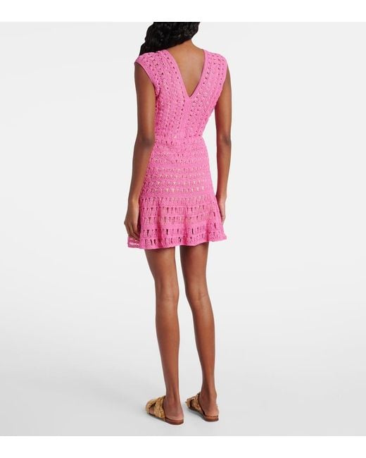 Anna Kosturova Purple Jennifer Crochet Cotton Minidress