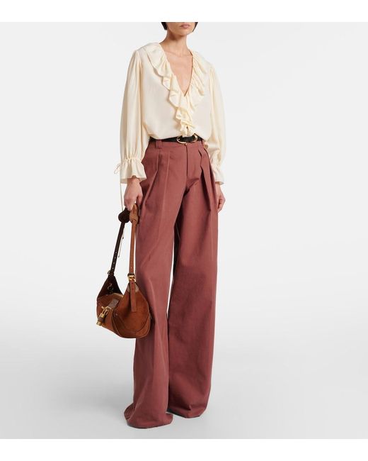 Chloé White Ruffled Silk Blouse