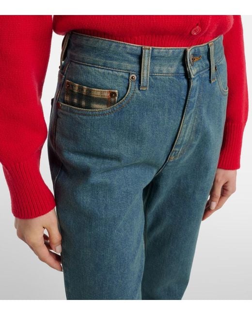 Burberry Blue Check Flared Jeans