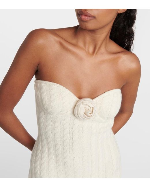 Magda Butrym Natural Floral-Applique Strapless Minidress