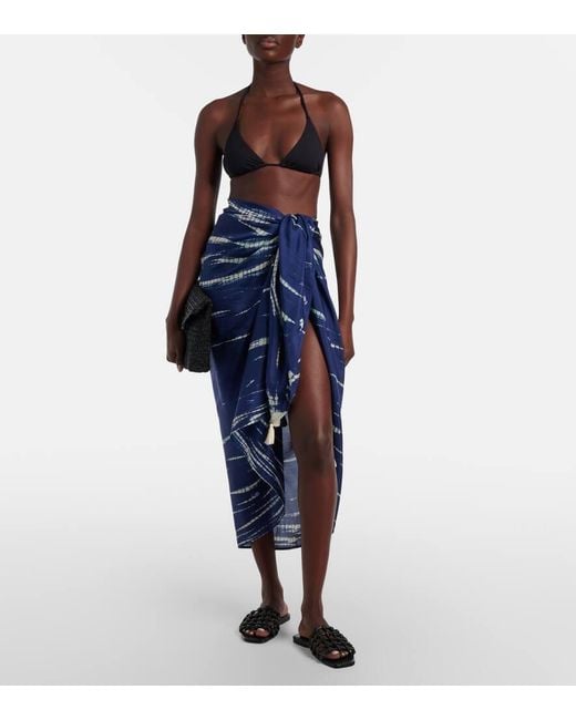 Pareo Tie & Dye En Soie Anna Kosturova en coloris Blue