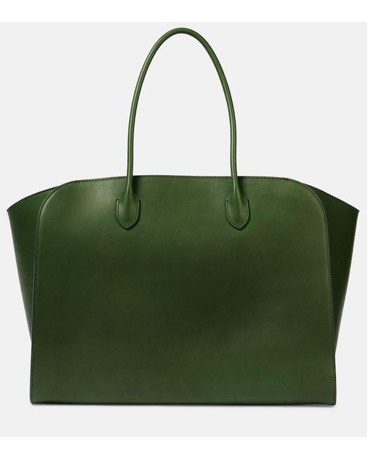 The Row Green Marlo Large Leather Tote Bag