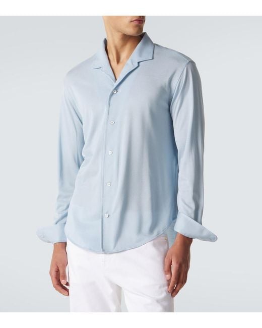 Umit Benan Blue Franco Silk Shirt for men