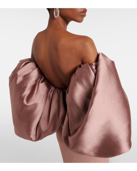 Solace London Pink Off-Shoulder-Robe Floris Mit Satin