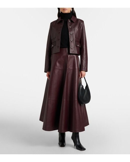 Altuzarra Purple Varda Leather Maxi Skirt