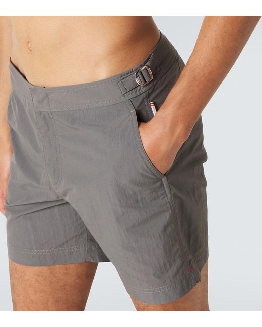 Orlebar Brown Gray Bulldog Swim Trunks for men