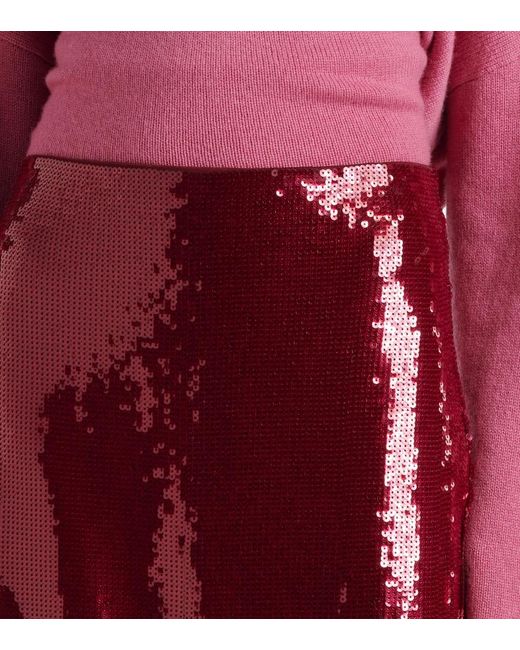 Veronica Beard Red Koa Sequined Pencil Skirt