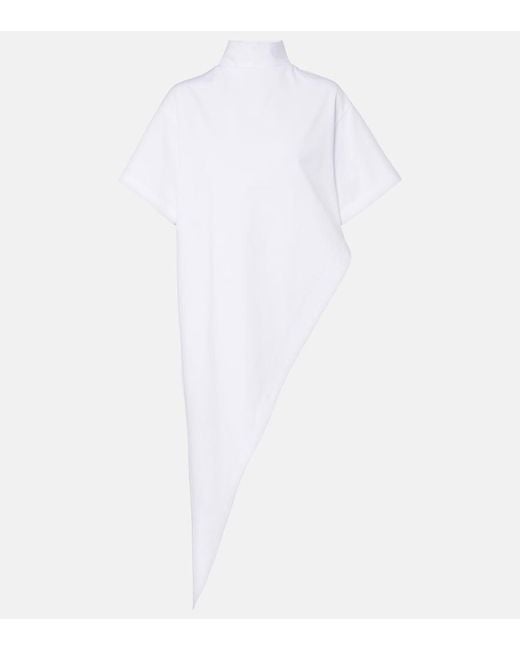 Alaïa White Asymmetric Cotton Jersey T-Shirt
